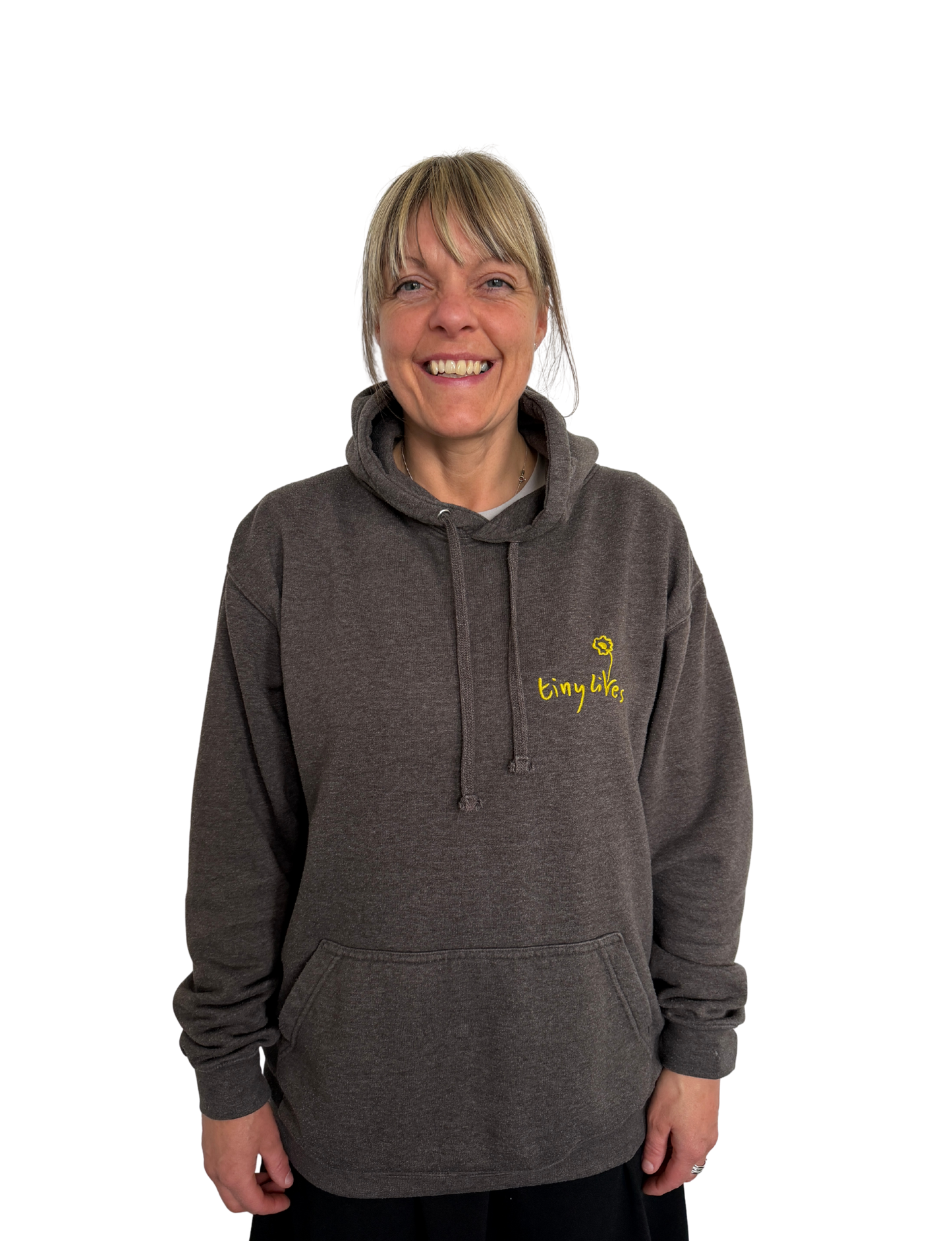 A Tiny Lives Adult Hoodie in brown